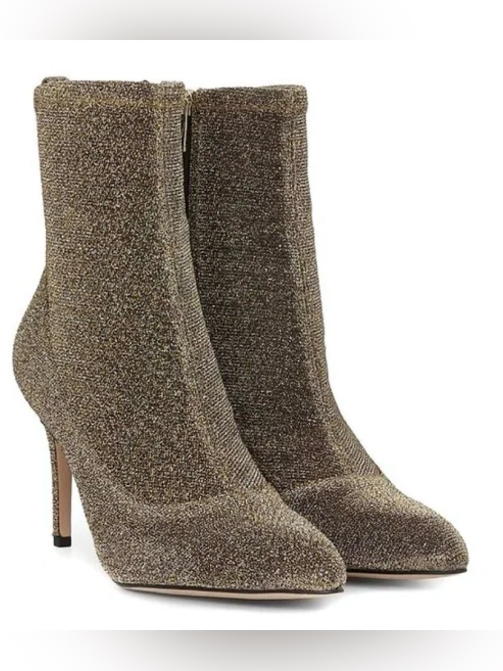 Sam Edelman Olson Gold Metallic Knit Pointed Toe Stiletto Ankle Boots Size 10